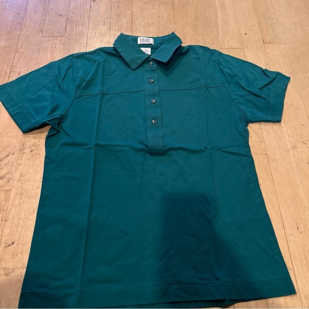 Leon Levine Polo Shirt Women's S Short Sleeve Blouse Green Print - Picture 2 of 3